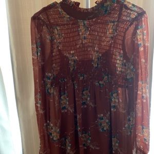 Burnt orange floral flowy dress